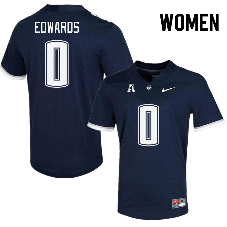 Women #0 Camryn Edwards Connecticut Huskies College Football Jerseys Stitched Sale-Navy - Click Image to Close